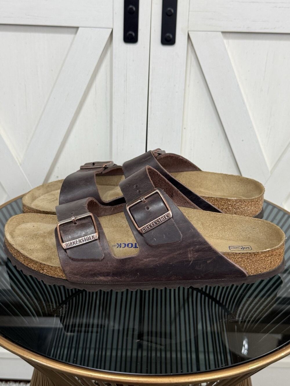 Birkenstock Arizona Habana Oiled Leather Soft Footbed Sandals EU 42 L11 M9
